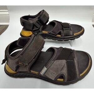 Ecco Men's Exowrap 3-Strap Phorene Sport Hiking Sandal Brown W/Orange Size 8-8.5